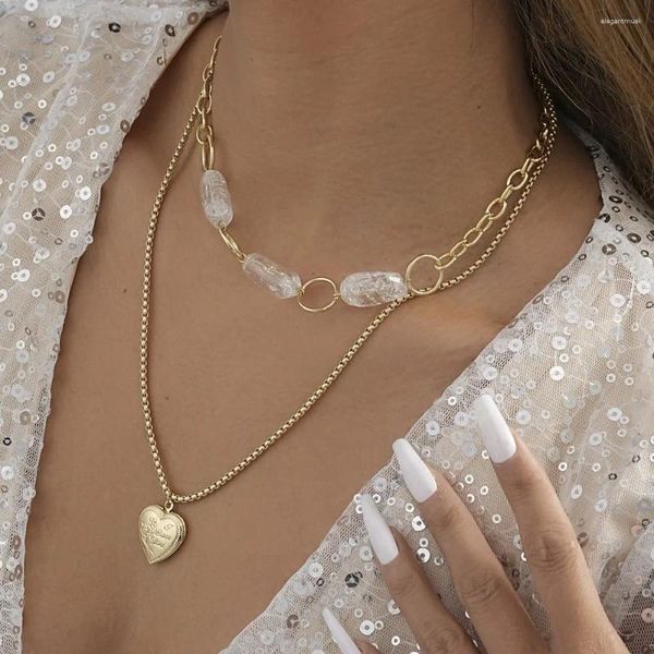 Collares colgantes Collar de amor de piedra de cristal transparente para mujeres Damas personalizadas Regalo de fiesta de cumpleaños Joyería Venta al por mayor Ventas directas