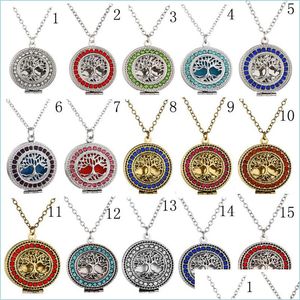 Collares colgantes Árbol de la vida Hueco hacia fuera Aromaterapia Difusor Collar Joyería por Locket Colgante Aroma Aceite Gota Entrega 2021 Cuello DHCZU