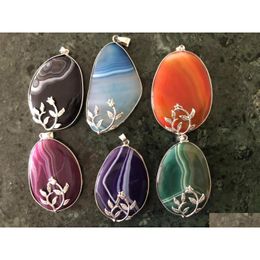 Pendentif Colliers Arbre De Vie Pierre Naturelle Agate Collier De Pierres Précieuses Bijoux Faits À La Main Pour Les Femmes Cadeau Fête Drop Delivery Pendentifs Dhnlf