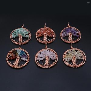 Pendentif Colliers Arbre de vie Charmes en pierre naturelle Agates Gravier pour bijoux DIY Collier Accessoires 50x50mm