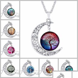 Colliers pendentif arbre de vie colliers lune pierres précieuses femmes pendentif creux sculpté 8 mélange bijoux livraison directe bijoux colliers Penda Dhyzd