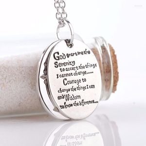 Collares pendientes Árbol de la vida Tarjeta redonda Dios Serenidad Biblia Oración Collar elíptico Mujeres con cadena Birutria Joyería Regalos Elle22