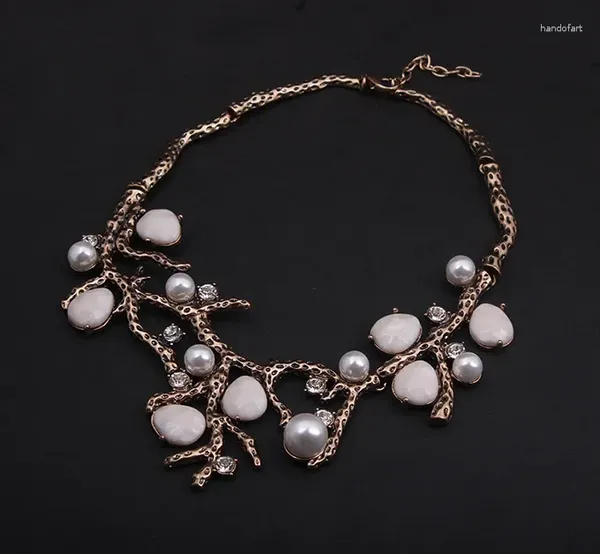 Collares colgantes Tendencia Moda Vintage Ramas Perlas Rhinestones Corto Clavícula Exagerada Accesorios para mujeres Únicos