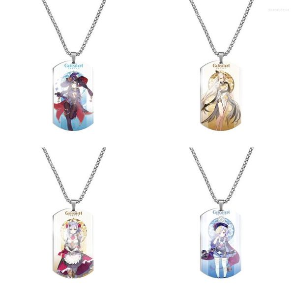 Pendentif Colliers Tendance Genshin Impact Project Armée Marque En Acier Inoxydable Couleur Impression Kamisato Ayaka Venti Caractère Rôle Collier Unisexe