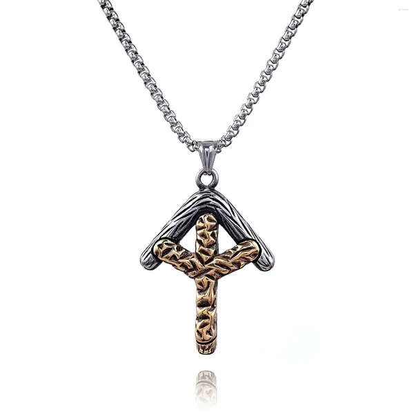 Collares colgantes Tendencia Retro Misterioso Nordic Viking Rune Charm Collar para hombre Moda Hip Hop Punk Accesorios de joyería Rock Regalo