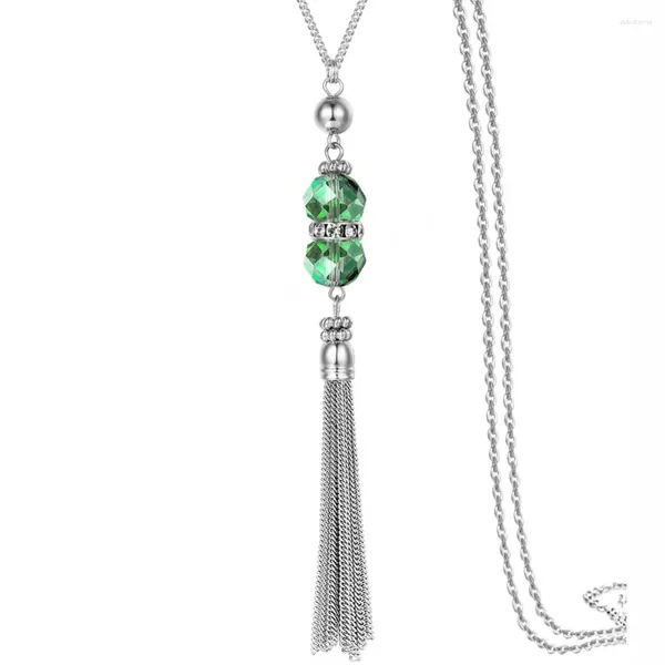 Colliers pendants tendance simples couleurs argentés femmes accessoires de mode accessoires de chaîne pull bijoux de chaîne de pulls