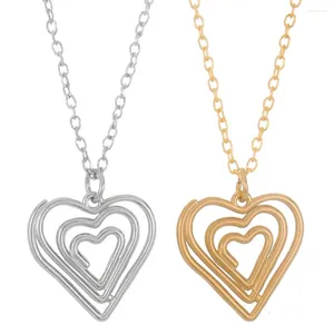 Pendentif Colliers Tendance En Acier Inoxydable Creux Coeur Trombone Charme Collier Femme Mode Petit Mignon Bijoux Accessoires Cadeaux