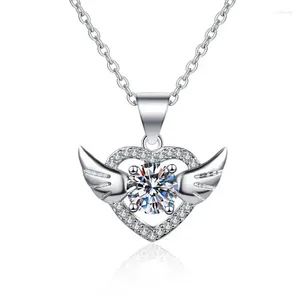 Pendentif Colliers Tendance Collier en forme d'aile Brillant Cristal Style coréen Authentique 925 Aiguille en argent sterling pour femmes filles