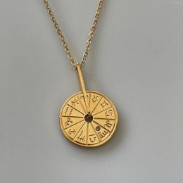 Hangende kettingen trendy 12 Zodiac roteerbare spin munt ketting goudkleur roestvrijstalen link ketting choker Waterman Vissen Leo