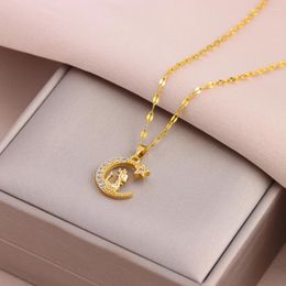 Hanger Kettingen Trendy 18K Vergulde Leuke Maan Draak Voor Vrouwen Vrouwelijke Rvs Sleutelbeen Ketting Sieraden Groothandel