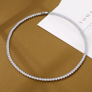 Pendentif Colliers À la mode 4mm Lab Diamant Collier Or Blanc Rempli De Mariage Colliers Pour Femmes De Mariée Tennis Chocker Bijoux Cadeau 230918