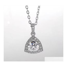 Pendentif Colliers Trendy 6.5mm D Couleur Vvs1 Triangle Coupe Moissanite Collier Femmes 925 Sterling Sier Bijoux Plaqué Or Blanc Charme Dhvi1