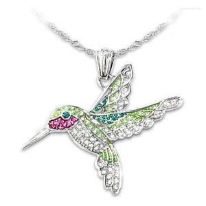 Collares pendientes, collar de colibrí de Animal de moda, accesorios con incrustaciones de cristal bohemio para mujer, joyería de fiesta