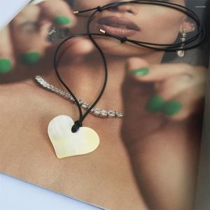 Hanger Kettingen Trendy Zwart Waxkoord Seashell Hart Charm Verstelbare Touw Ketting Voor Vrouwen Meisje Elegante Casual Sportieve Sieraden