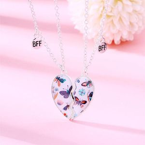 Pendentif Colliers Trendy Butterfly Heart Magnet Collier pour femmes Mode coréenne Chaîne de clavicule brisée BFF Amis Bijoux Cadeaux 2023