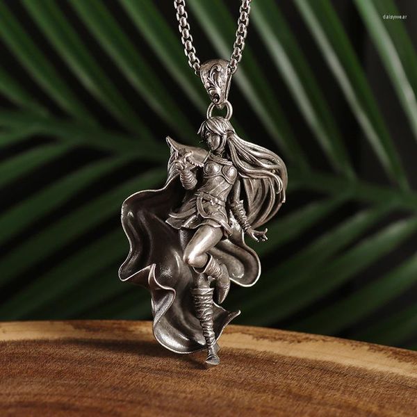 Pendentif Colliers Dessin animé à la mode Sexy Femme Guerrière Cosplay Long Cheveux Déesse Collier Hommes et Femmes Cool Hip Hop Bijoux Couple Cadeau