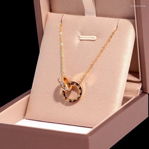 Colliers pendentif collier cercle à la mode avec zircone cubique chaîne de clavicule élégante Simple pour les femmes bijoux d'éternité de mariage