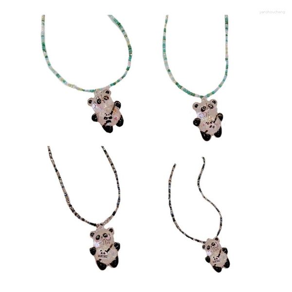 Colliers pendentifs à la mode coloré perlé panda collier ras du cou bohème perles de rocaille chaîne de clavicule 40GB
