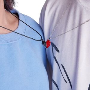 Hanger kettingen trendy paar ketting een paar liefde wensen stenen magneet zwart -witte kokkantenkraag