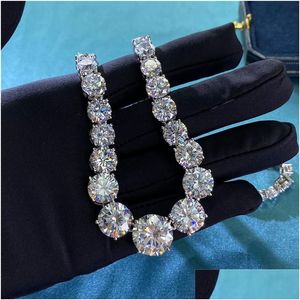 Pendentif Colliers Collier de diamant à la mode 100 réel 925 Sterling Sier Chaîne de fiançailles pour femmes Bridal Moissanite Bijoux Gi Dhoxr