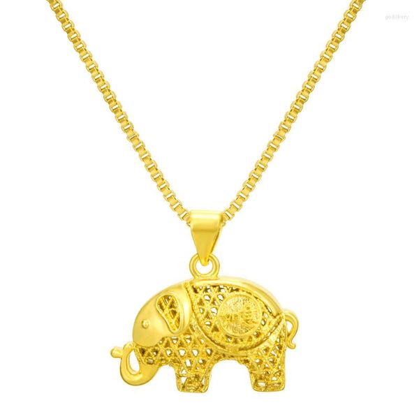 Collane con ciondolo Collana con elefante placcato spesso color oro alla moda per gioielli di moda da donna