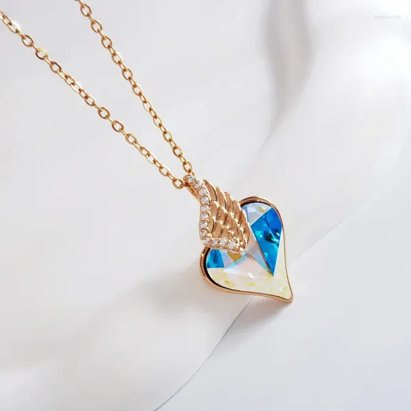 Collares colgantes Corazón de moda hecho con cristales de Austria para novia Regalos de joyería del día de San Valentín Collar elegante Bijoux