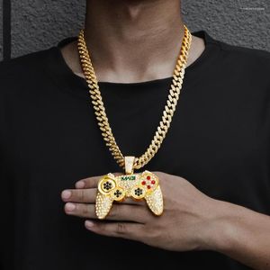 Hanger kettingen trendy hiphopstijl ketting tweekleurig punk game controller handvat De Rhinestone Cubaanse ketting prachtige cadeau