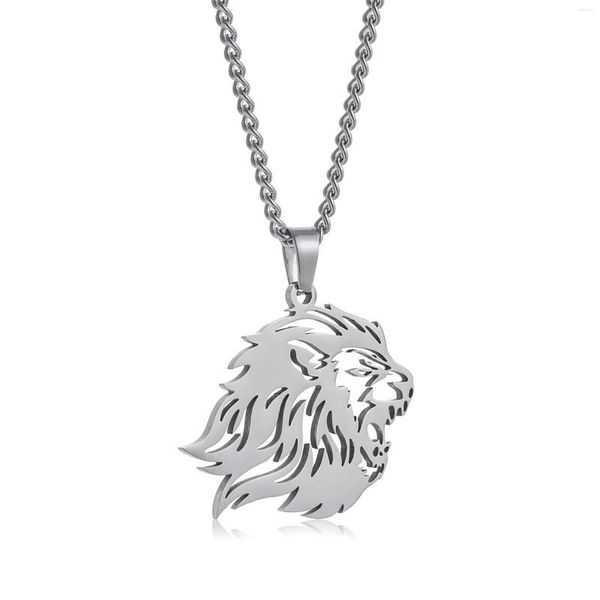 Pendentif Colliers À La Mode Évider Lion Collier Charme Hommes En Acier Inoxydable Bijoux Hip Hop Punk Accessoires Cadeau En Gros