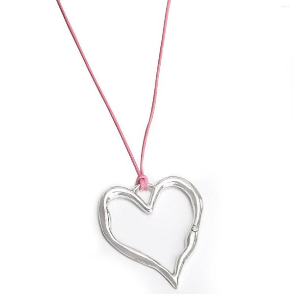 Pendentif Colliers Tendance Creux Grand Coeur Forme Collier Simple Clavicule Chaîne Pour Femmes Vacances Mode Bijoux