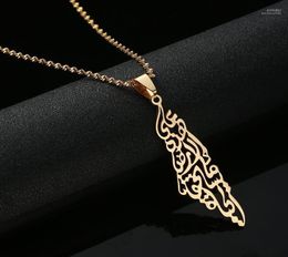 Colliers pendants bijoux tendance arabe creux en acier inoxydable Palestine Israël Carte pour hommes Collier de chaîne de femmes3827478