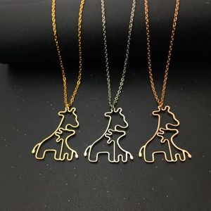 Pendentif Colliers À La Mode Belle Girafe Parent-enfant Collier En Acier Inoxydable Bijoux Cadeau Pour La Mère En Gros YP8631