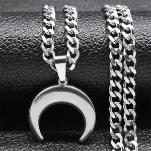 Collares colgantes Moda March R Fase Collar de cadena para hombres Acero inoxidable Color plata Moda Forma de luna Collar de joyería NS07