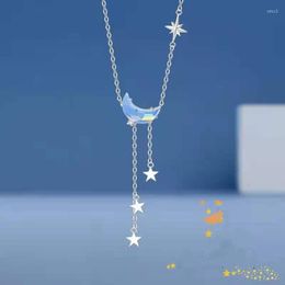 Pendentif Colliers Trendy Moon Stars Collier pour femmes Collier Chaîne Simple Lumière Luxe Cadeau d'anniversaire Exquis Clavicule