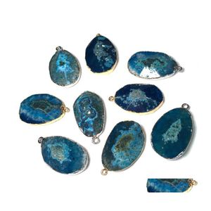 Hanger kettingen trendy natuurlijke kristal hangers Water Drop Blue Dragon Agates Charmes voor sieraden maken DIY -accessoires passen nek