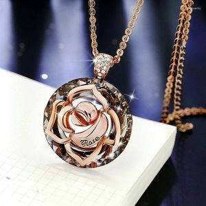 Colliers pendentifs Collier à la mode Crystal Chain Long Chaîne Vintage Mabillage Rose Gold Color Fleur pour femmes Gift Grop