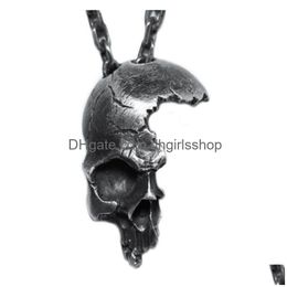 Anhänger Halsketten Trendy Retro Männer Halb Skl Halskette Metall Skeleton Gothic Schmuck Choker Für Männliche Drop Lieferung Anhänger DHPYW