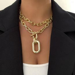 Pendentif Colliers Collier brut à la mode pour femmes Chaîne en aluminium personnalisée Multi-couche à la mode Géométrique Boucle en métal Clavicule