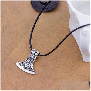 Pendentif Colliers Trendy Élégant Nordic Pirates Axe Collier En Gros Vintage Antique Clavicar Chaîne Hommes Bijoux Cadeau Drop Livraison Dhxgj