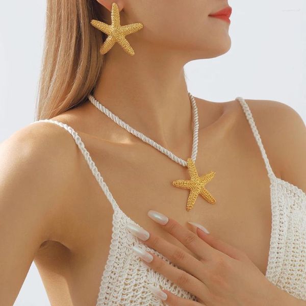 Pendentif Colliers Trendy Summer Collier Vintage Gold Couleur Starfish pour les femmes Cadeaux de fête de vacances Bijoux Accessoires