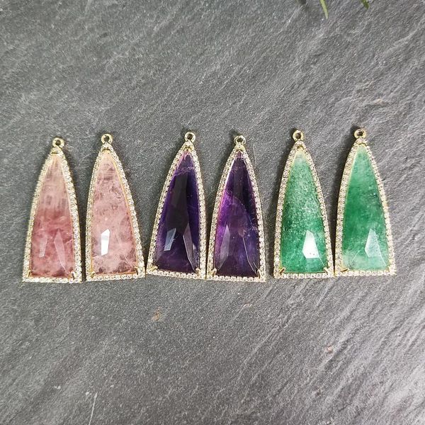 Colliers pendants triangle cristal cubique zircon réel bijoux de pierre de pierre charme diy collier de boucle d'oreille délicate cz pierre en gros