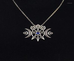 Colliers pendants triples croissant de lune avec collier pentagramme sceau de sceau de bijoux païen païen