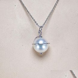 Hangende kettingen Probeer Pearl For Women Girl Globe S925 Sier ketting Handmade 8-9 mm Aardappel sieraden Geschenkdruppel