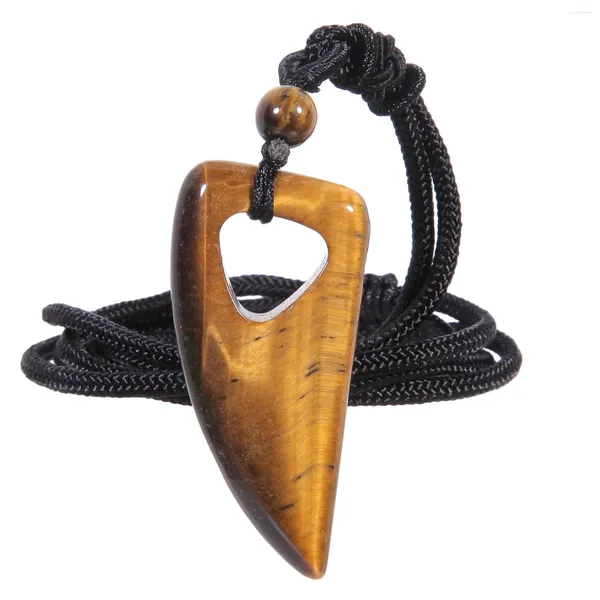 Colliers pendants Tumbeelluwa Forme de dents sculptées Collier en pierre cristalline creusée pour une corde réglable avec une corde réglable