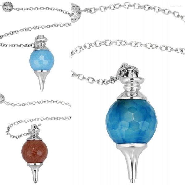 Colliers pendants TUMBEELLUWA FACETED BALL BOULLE CRISTALSIR Point de radoure divination Chakra Guérison Équilibrage Pendule avec chaîne