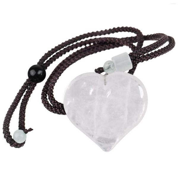 Collares pendientes TUMBEELLUWA amor corazón collar Reiki curación piedra de cristal Natural cuerda de nailon ajustable para parejas hombres mujeres joyería