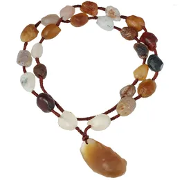 Pendentif Colliers Tumbelluwa Naturel Désert Gobi Agate Pierre Collier de perles irrégulières Charme exotique Amulette Bijoux