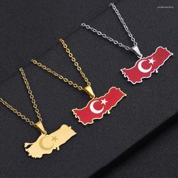 Collares colgantes mapa étnico mapa étnico collar de acero inoxidable oro plateado color hombres mujeres joyas de campo turcos regalo
