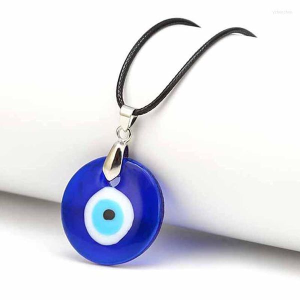 Collares colgantes Turquía Evil Blue Eye Collar para mujeres Hombres Lucky Round Teardrop Forma Gargantilla de vidrio Accesorios de joyería 2023