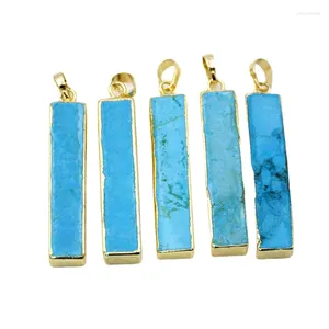 Pendentif Colliers Turquoise Bar Plaqué Or Pierre Cuboïde Charme Pour Collier Boucle D'oreille En Gros Bijoux En Cristal