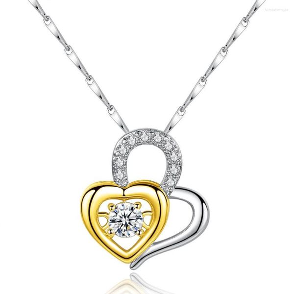 Colliers pendentifs collier émouvant d'amour d'amour bicolore pour les femmes beau coeur
